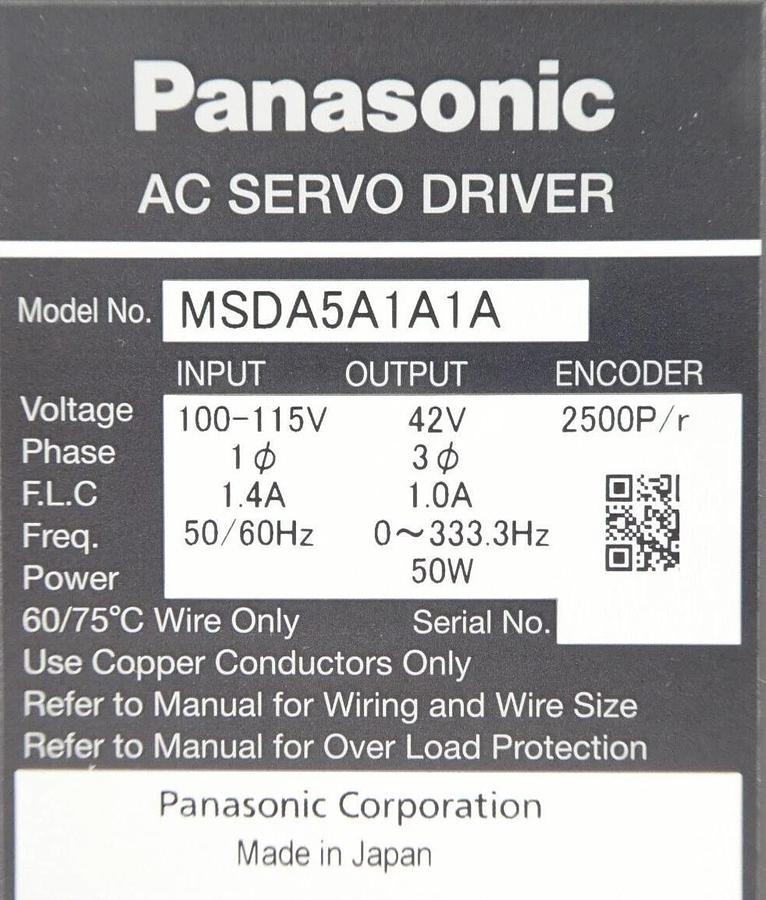 Panasonic MSDA5A1A1A AC Servo Y Driver TEL Tokyo Electron 1380-104552-11 New