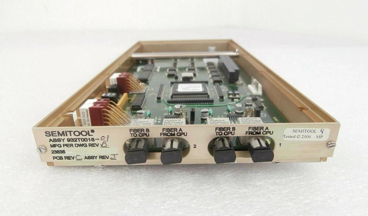 Used Semitool 932T0016-01 Dual Fiber Transceiver 23835 PCB Assembly 2601800 Rev. J