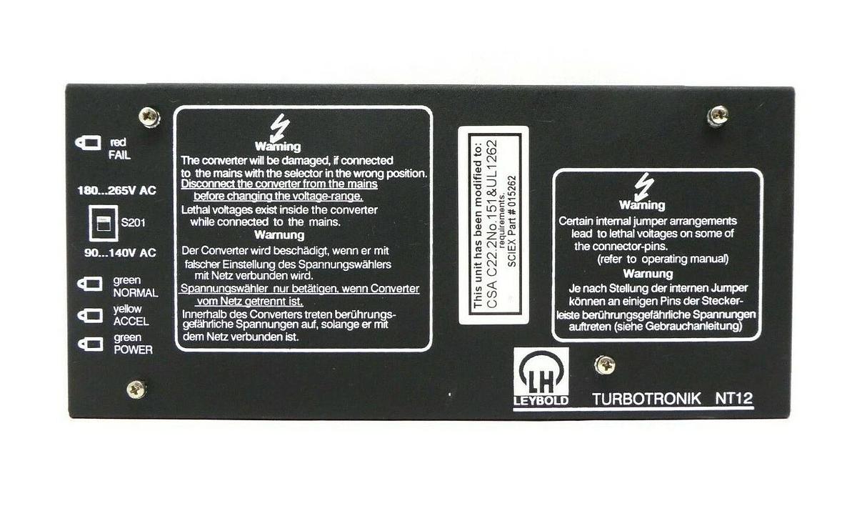 Used TURBOTRONIK NT12 Leybold Unmarked Electronic Frequency Converter Turbo Working