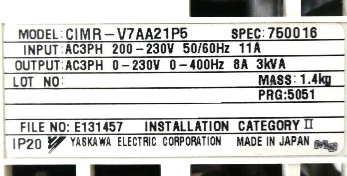 Used Yaskawa Electric CIMR-V7AA21P5 Inverter Drive VS Mini V7 Lot of 2 Working