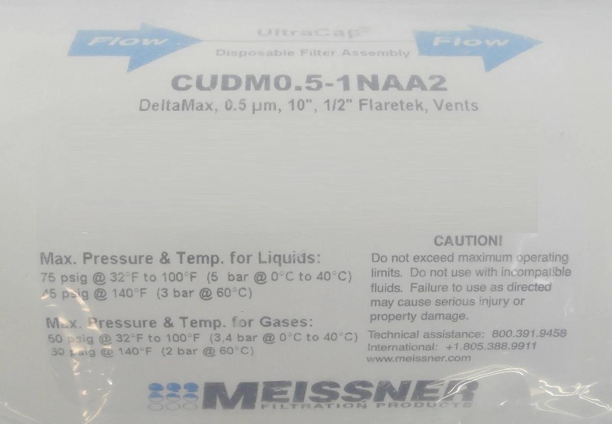 Meissner CUDM0.5-1NAA2 Filter Capsule 0.5 µm UltraCap New Surplus