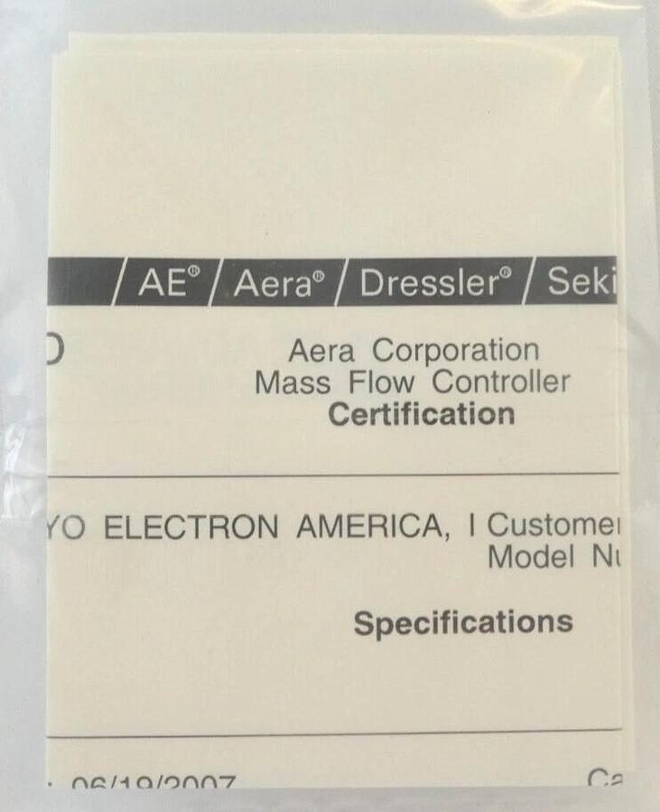 Aera TC FC-D980C Mass Flow Controller MFC 500 SCCM N2 New Surplus