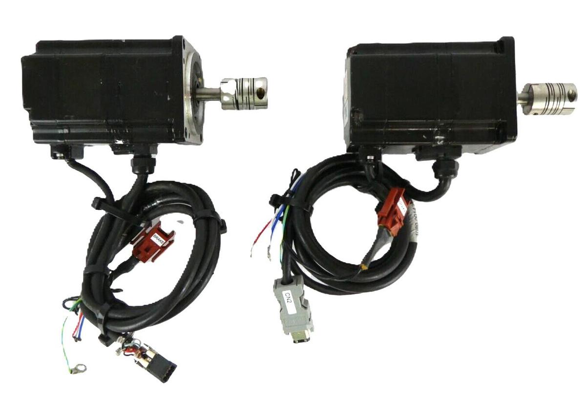 Used Yaskawa Electric SGMPH-01AAE-YA11 AC Servo Motor Assembly Lot of 2 Working