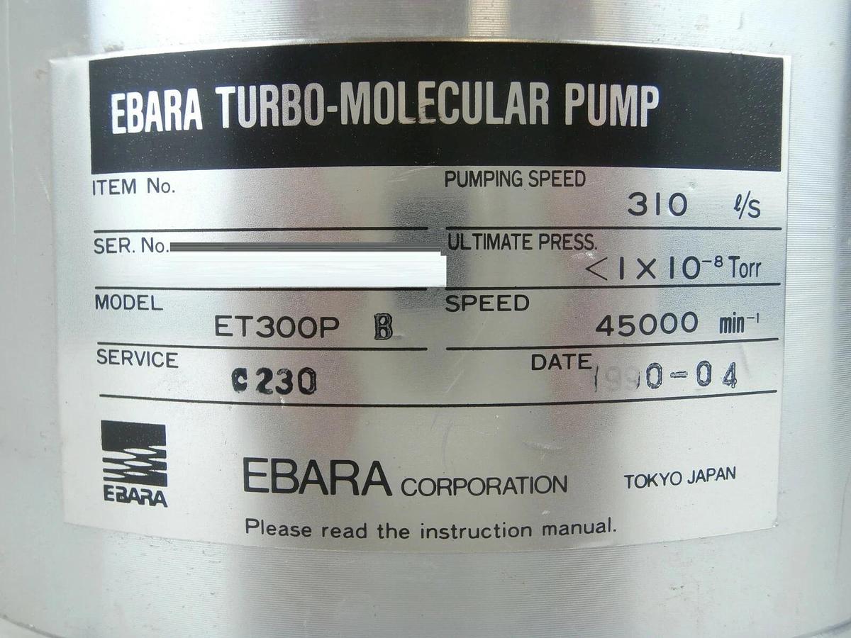 Used ET Ebara ET300P B Turbomolecular Vacuum Pump Turbo Tested Working