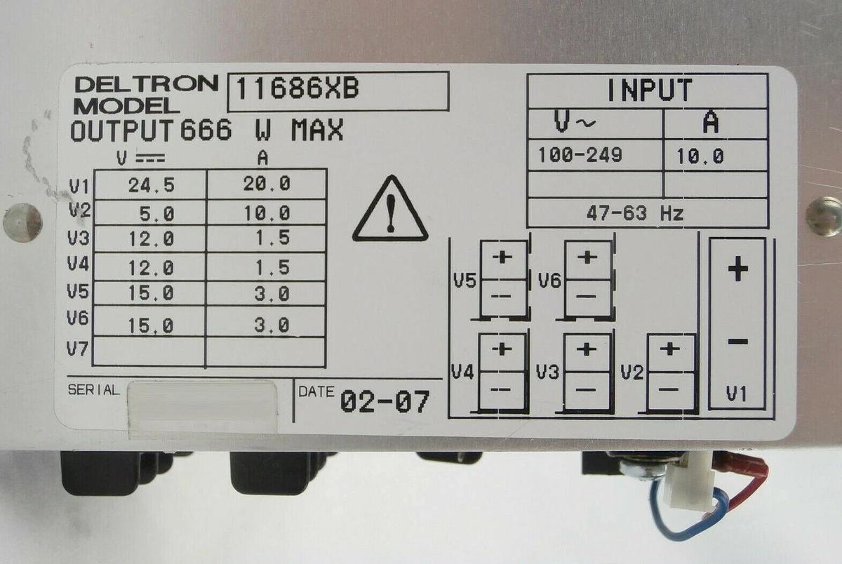 Used Deltron 11686XB Power Supply 666 Watts Lam 853-707255-001 FPD Continuum Working