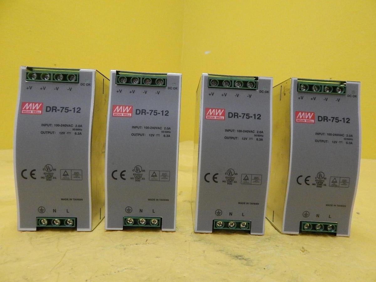 Used Mean Well DR-75-12 12V DC Power Supply Reseller Lot of 4 Used Working