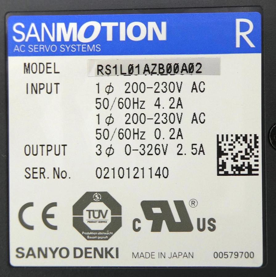 Used Sanyo Denki RS1L01AZB00A02 Servo Drive SANMOTION R Reseller Lot of 2 Working