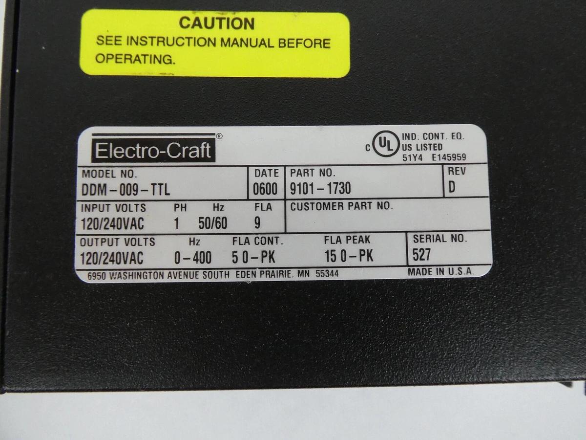 Used Electro-Craft 9101-1730 Servo Drive DDM-009-TTL BRU-Series Working Surplus