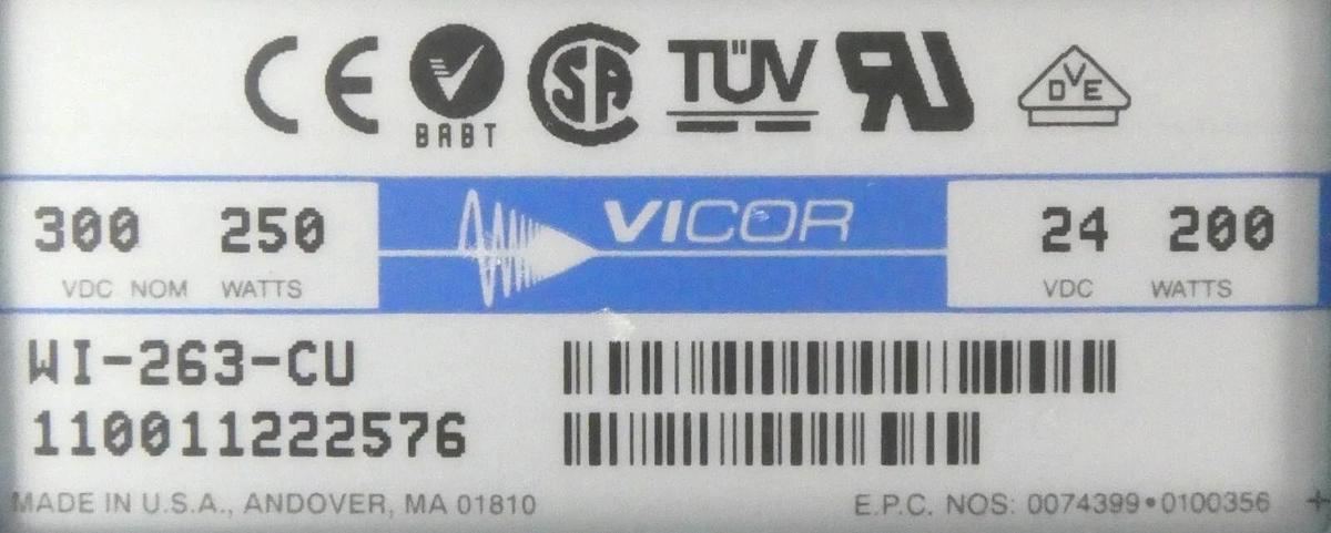 Used Vicor WI-263-CU DC Converter 24v 200w Reseller Lot of 2 Working Surplus