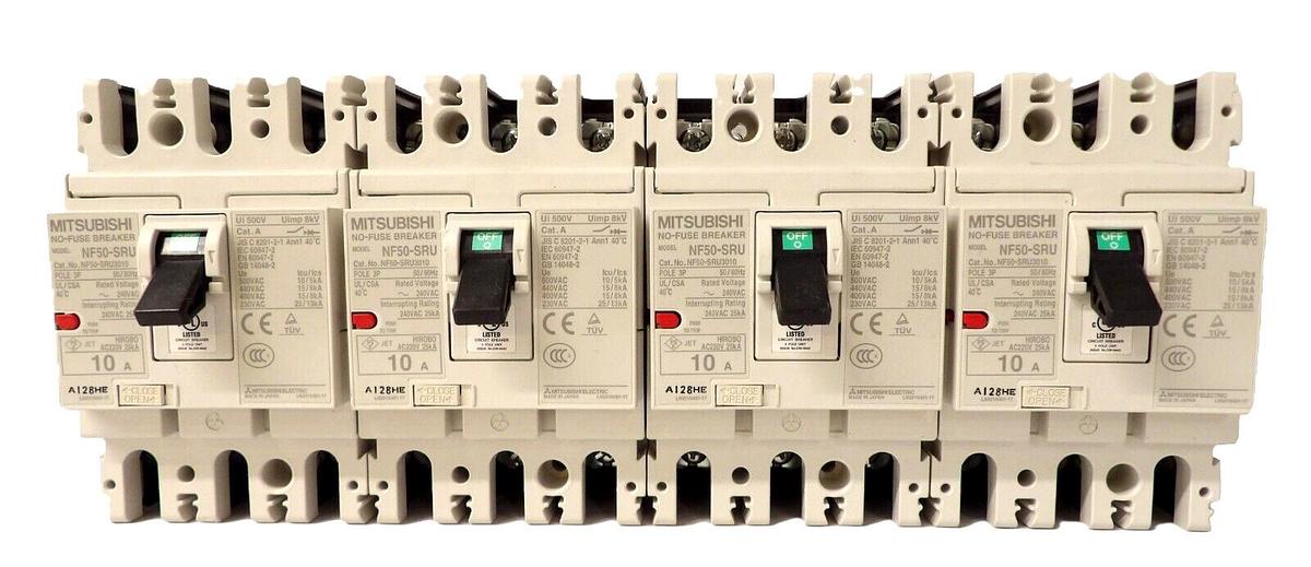 Used Mitsubishi NF50-SRU3010 No-Fuse Circuit Breaker NF50-SRU Lot of 4 Working