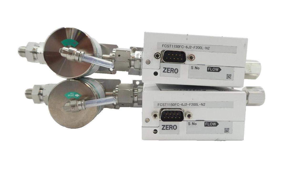 Used Fujikin FCST1140FC-6J2-F200L-N2 Mass Flow Controller MFC CKD AGD21R-6R Lot of 2