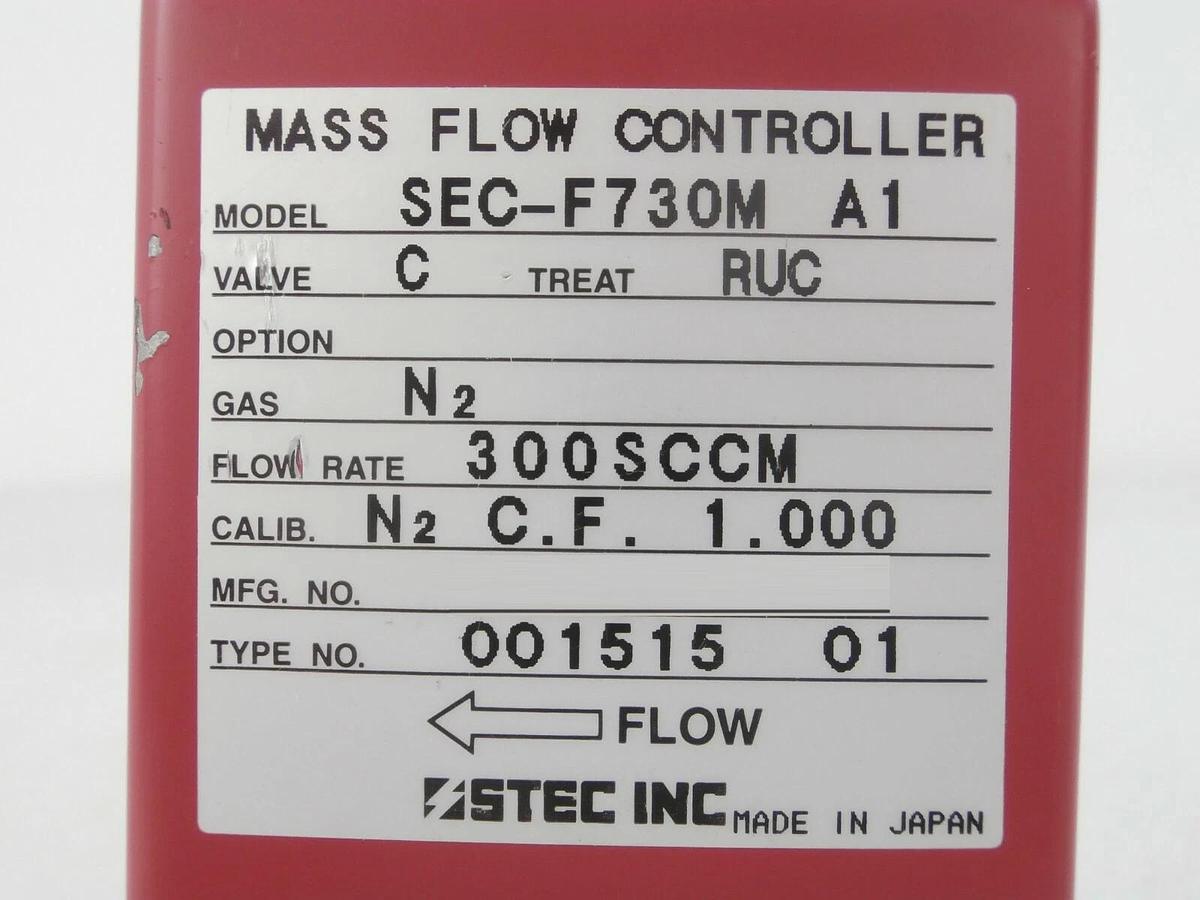 Used STEC SEC-F730M Mass Flow Controller MFC SEC-F730 300 SCCM N2 Working Surplus