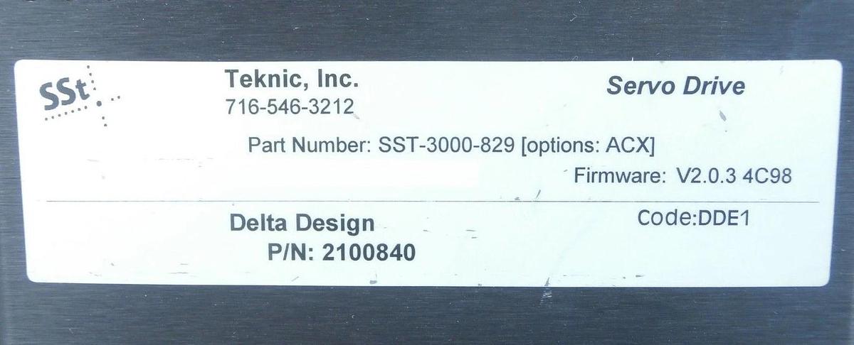 Used Teknic SST-3000-829 Servo Drive SSt-3000 Delta Design 2100840 V2.0.3 4C98 Spare