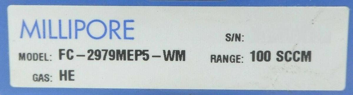 Used Millipore FC-2979MEP5-WM Mass Flow Controller MFC 100 SCCM He Tylan 2979M Series