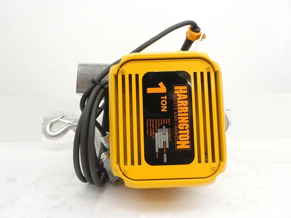 Used Harrington Cranes ER010LD 1 Ton Chain Hoist Hook Mount with SWD2200AA1 Working