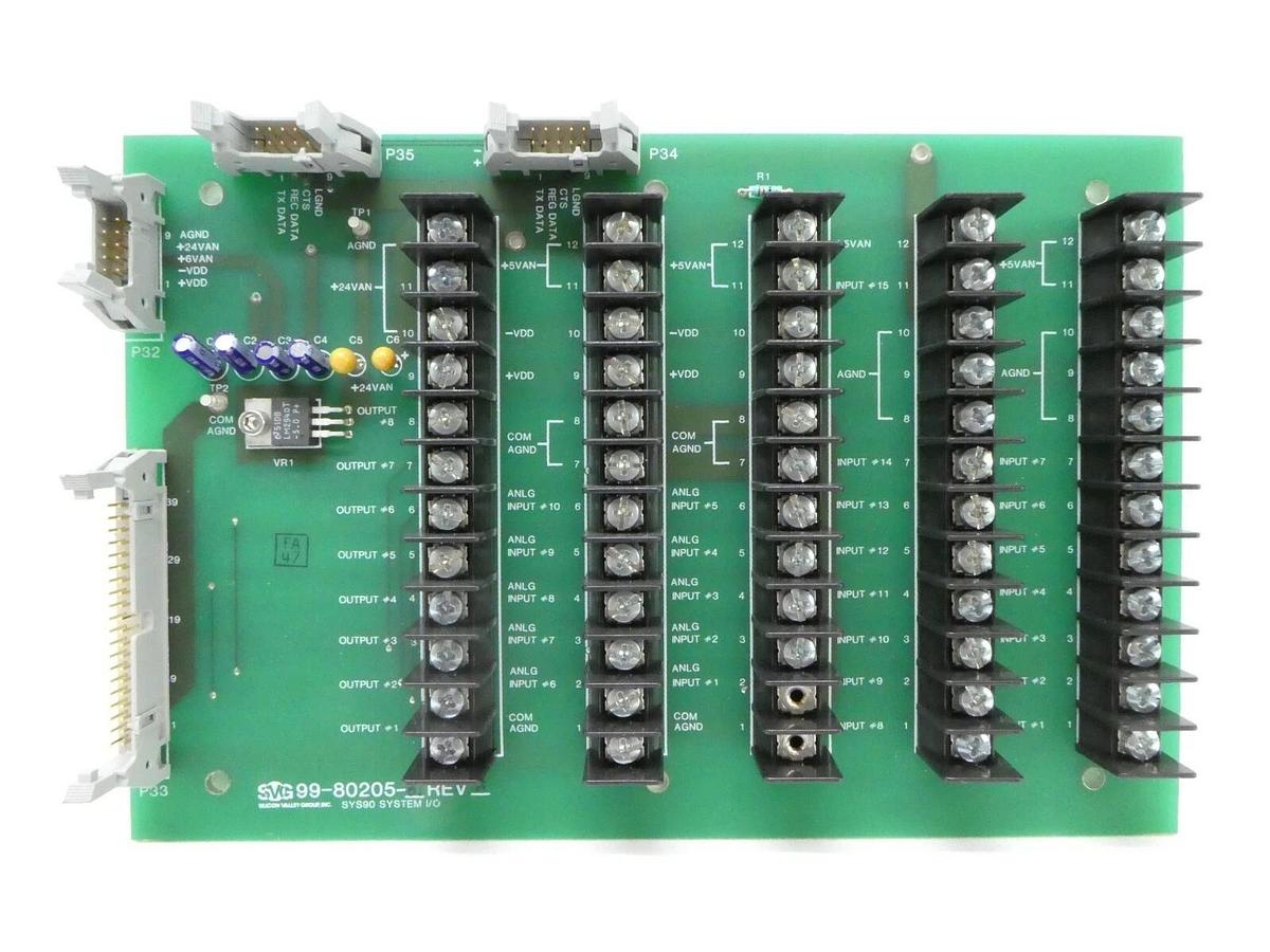 Used SVG Silicon Valley Group 99-80205-01 SYS90 System I/O PCB Rev. F 90S Working