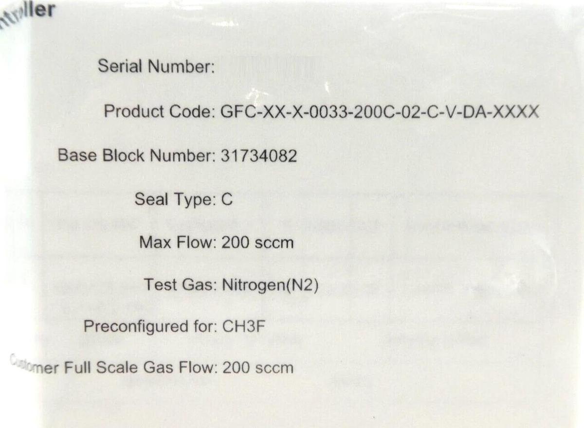 Pivotal Systems 32-03036 Mass Flow Controller MFC 200 SCCM CH3F New Surplus