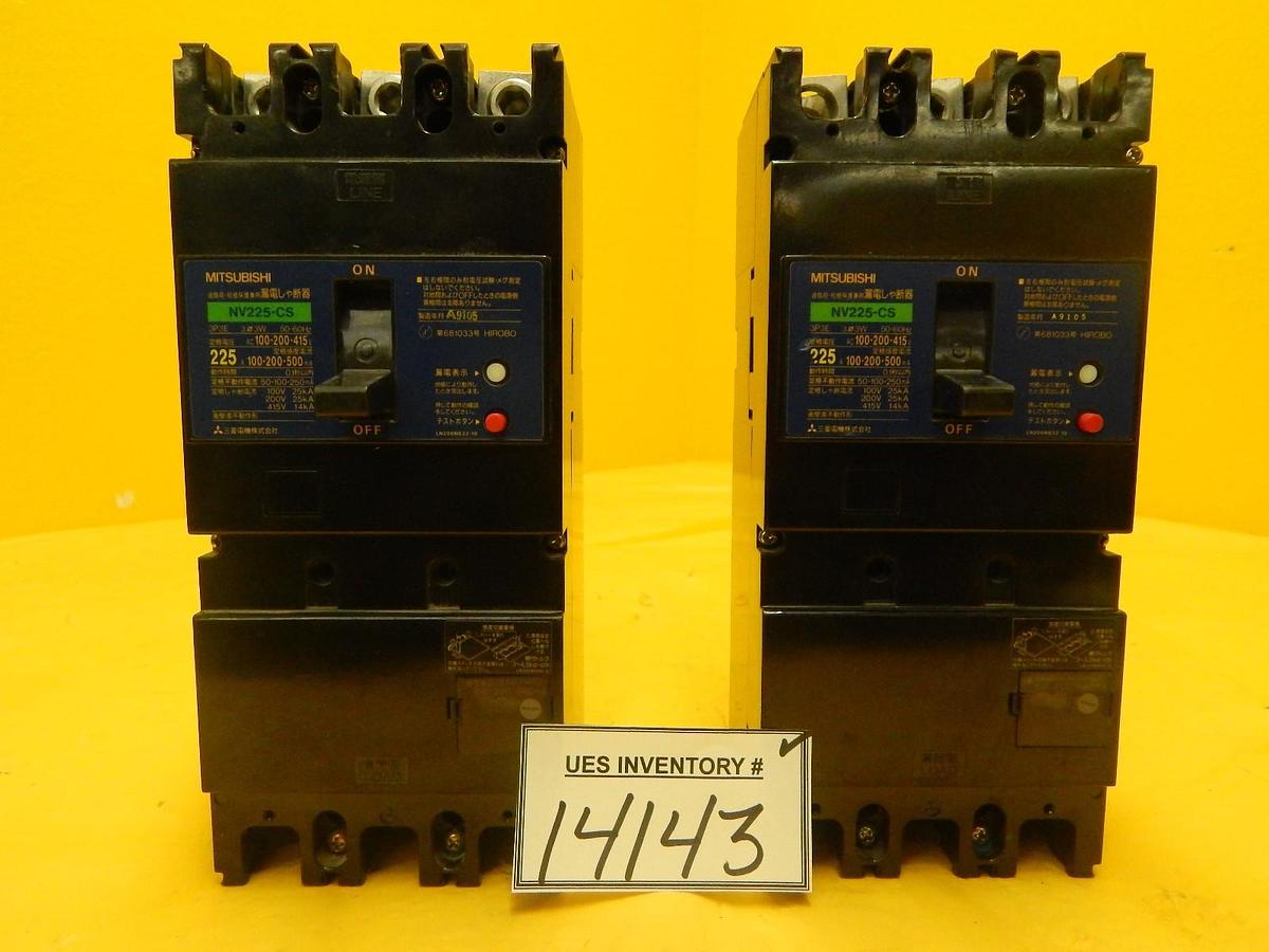 Used Mitsubishi NV225-CS Circuit Breaker Reseller Lot of 2 Used Working