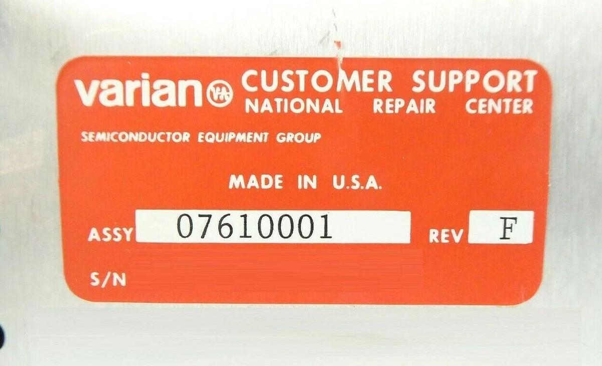 Used Varian Ion Implant Systems 07610001 Ion Source Vacuum System Rev. F Surplus