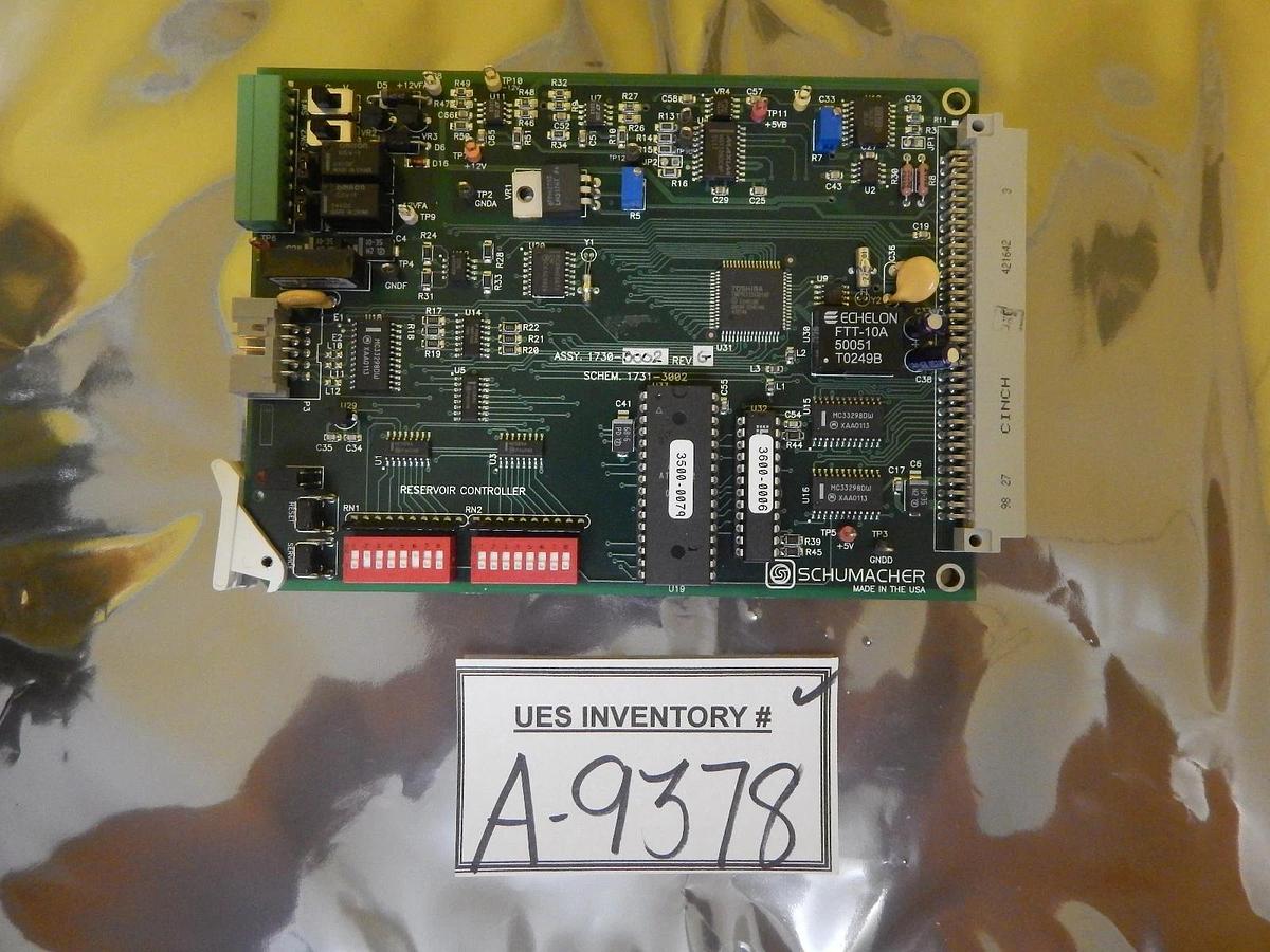 Used Schumacher 1730-3002 Reservoir Controller PCB Card 1731-3002 Rev. G Used