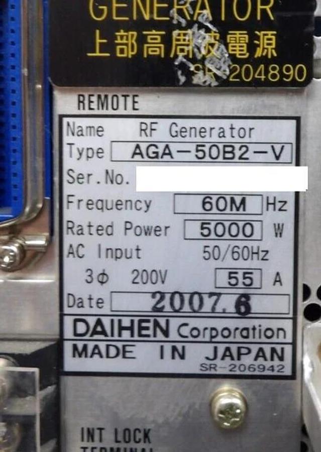 Used Daihen AGA-50B2-V RF Generator DGP-120A2-V TEL 3D80-001479-V2 Tested Working