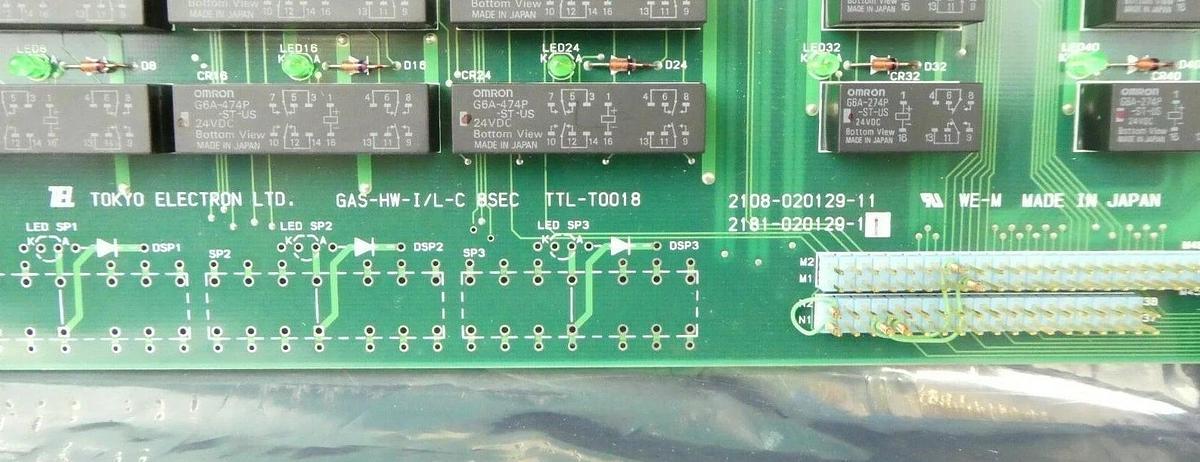 Used TEL Tokyo Electron 2181-020129-11 Gas I/L Board PCB GAS-HW-I/L-C 8SEC Working