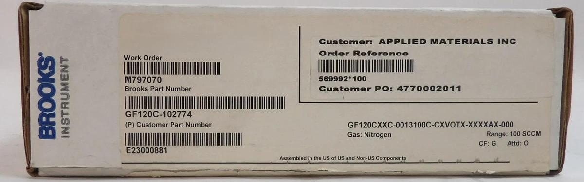 Brooks Instrument GF120C-102774 Mass Flow Controller MFC 100 SCCM N2 New