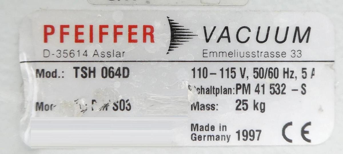 Used TSH 064D Pfeiffer PM S03 432 Turbo High Vacuum Pumping Station Tested Working