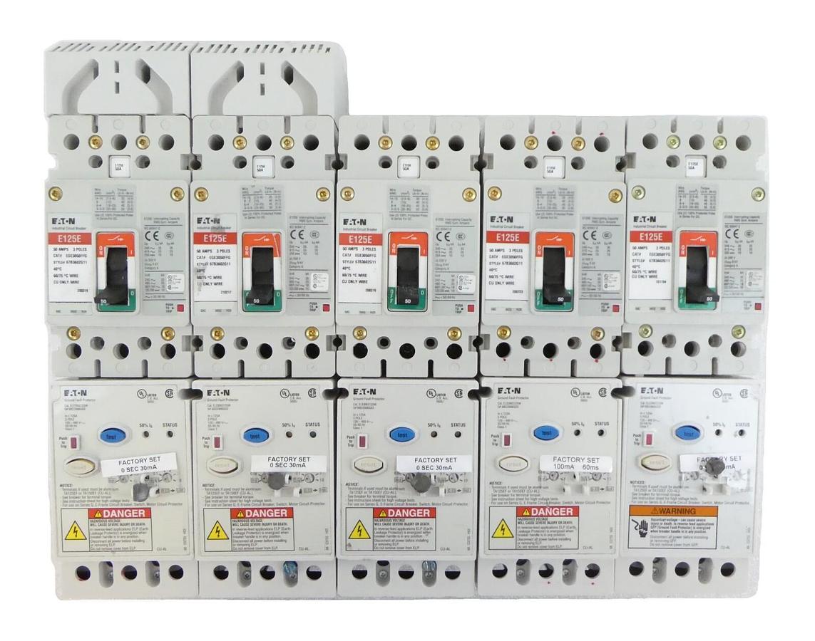 Used Eaton EGE3050FFG E125E 3-Pole Industrial Circuit Breaker Lot of 5 Working Spare