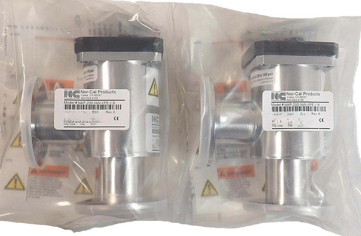 Nor-Cal Products NAP-200-NW-XPE-1/8 Vacuum Isolation Angle Valve Lot of 2 New
