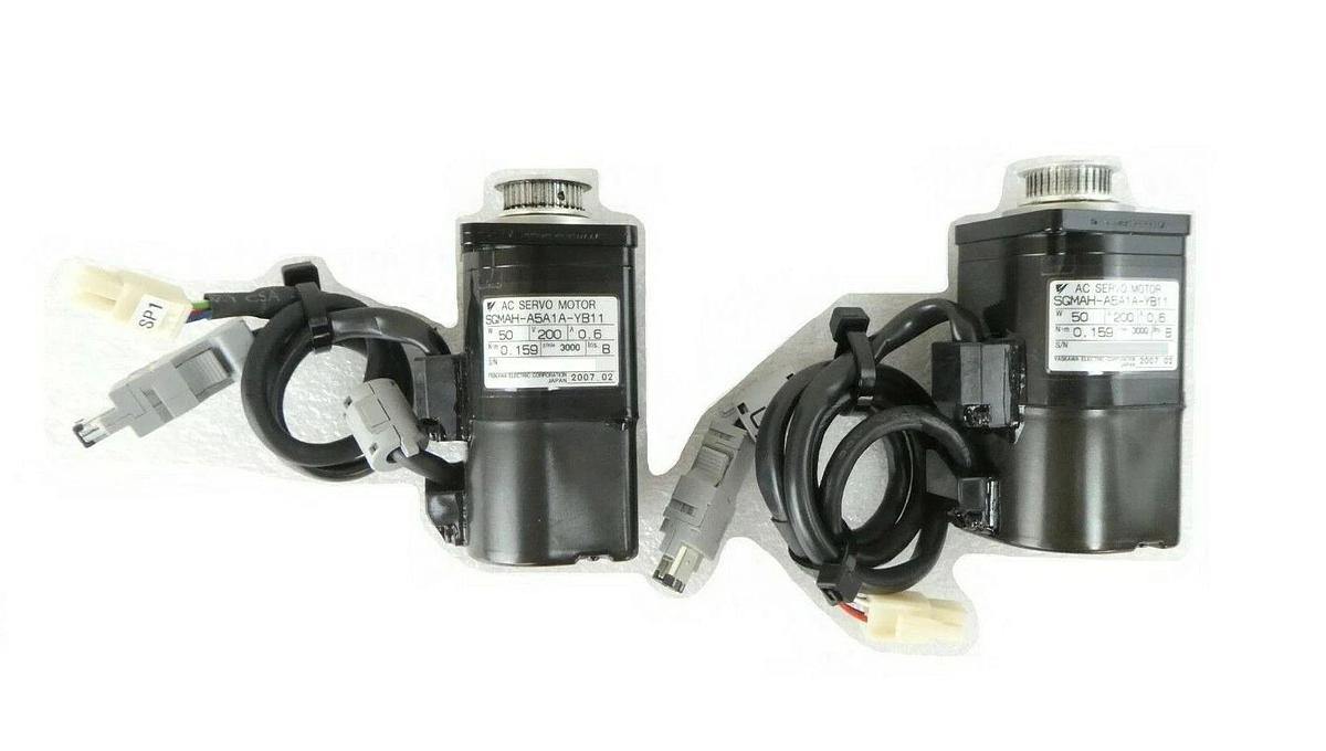 Used Yaskawa Electric SGMAH-A5A1A-YB11 Servo Motor Lot of 2 Nikon NSR FX-601F Working