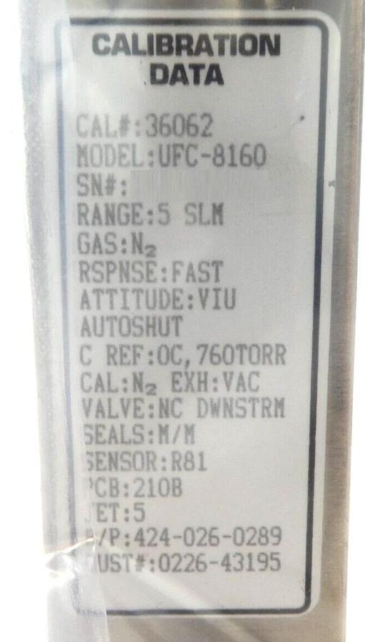 UNIT Instruments UFC-8160 Mass Flow Controller MFC 5 SLM N2 AMAT 0226-43195 New