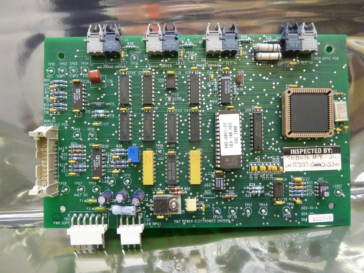 Used S&C Electric 005-111-4 Fiber Optic Board PCB 004-111 Module #8 Used Working