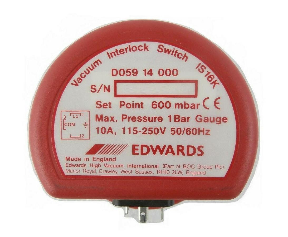 Used Edwards D059 14 000 Vacuum Interlock Switch IS16K with Plug Working Surplus