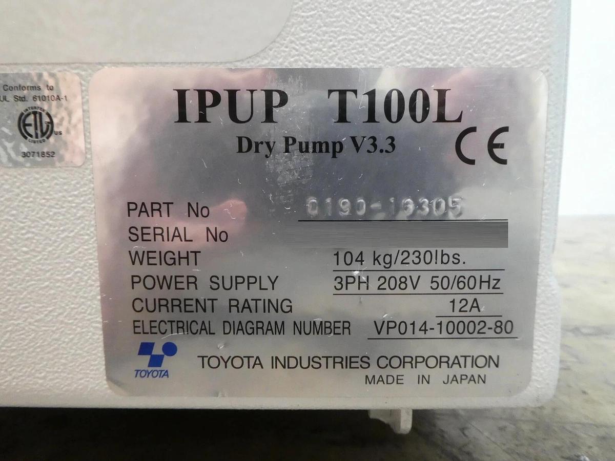 Used IPUP T100L Toyota 0190-16305 Dry Pump AMAT Applied Materials Tested Working