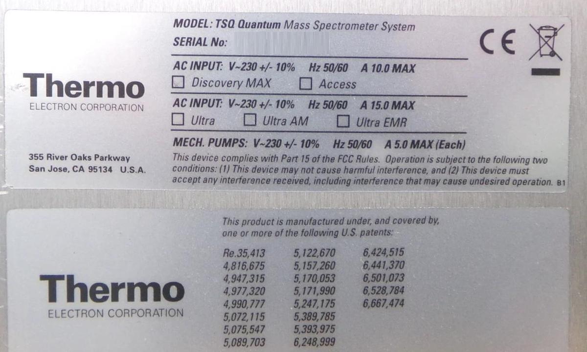 Used Thermo Electron Finnigan TSQ Quantum Mass Spectrometer Discovery MAX Untested