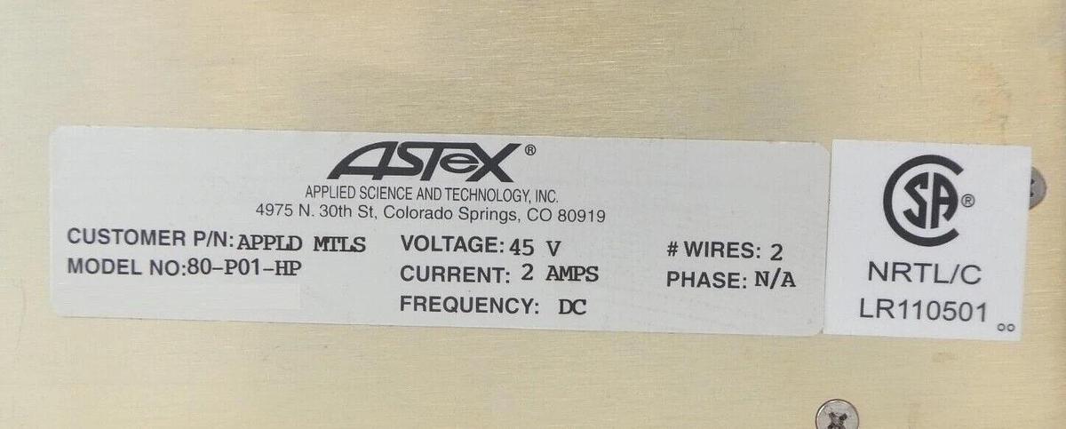 Used ASTeX 80-P01-HP ESC Electrostatic Chuck Precision Power Supply ETO MKS Working