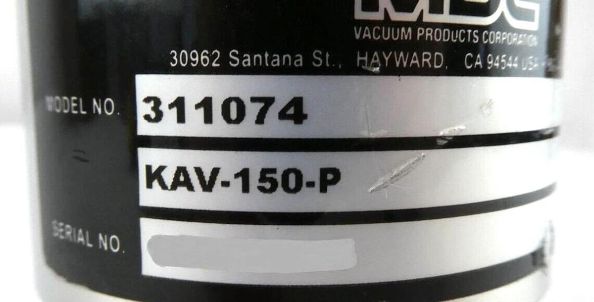 Used MDC Vacuum Products 311074 Pneumatic Angle Valve KAV-150-P Working Suprlus