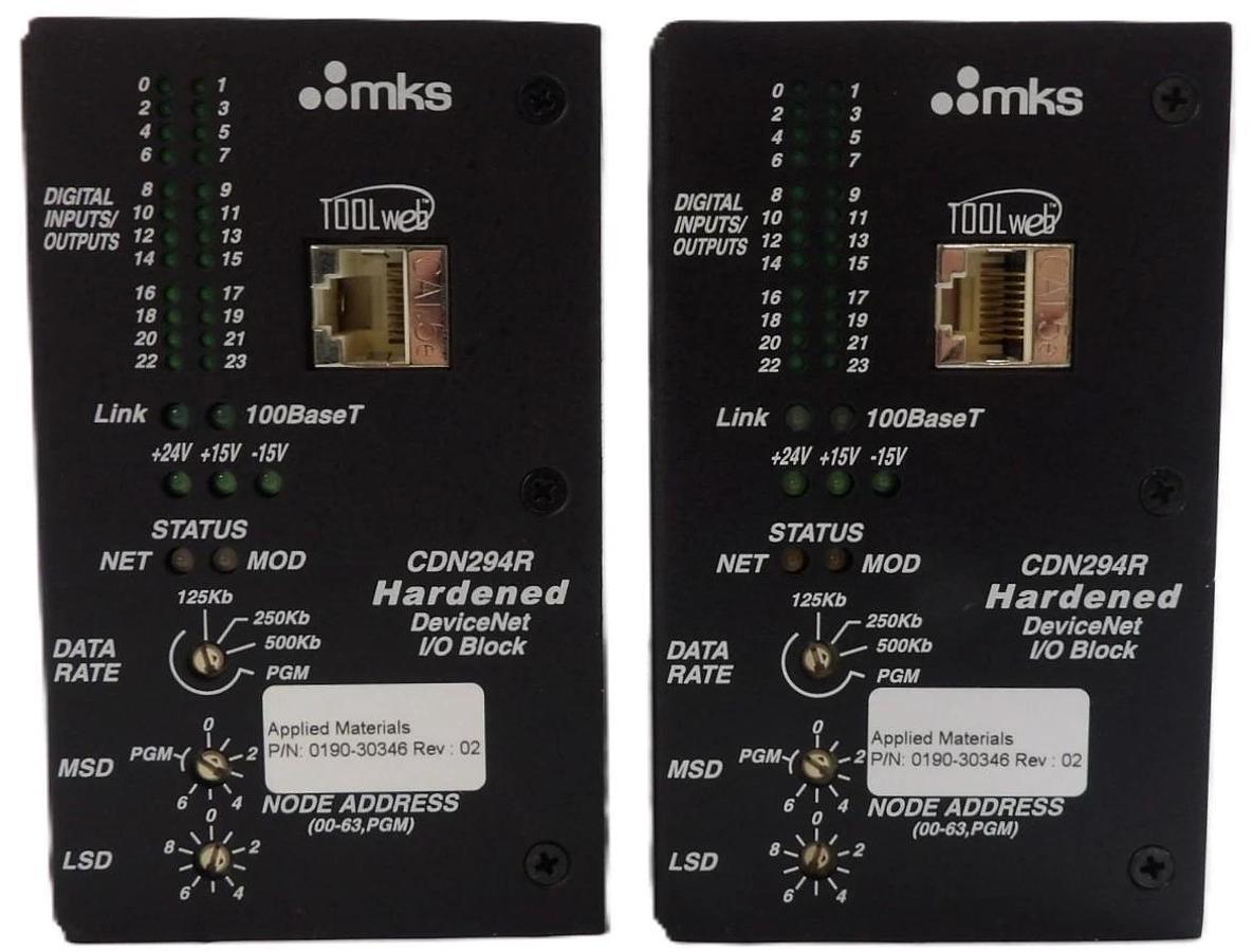 Used MKS Instruments AS01294-04 Hardened DeviceNet I/O Block CDN294R Lot of 2
