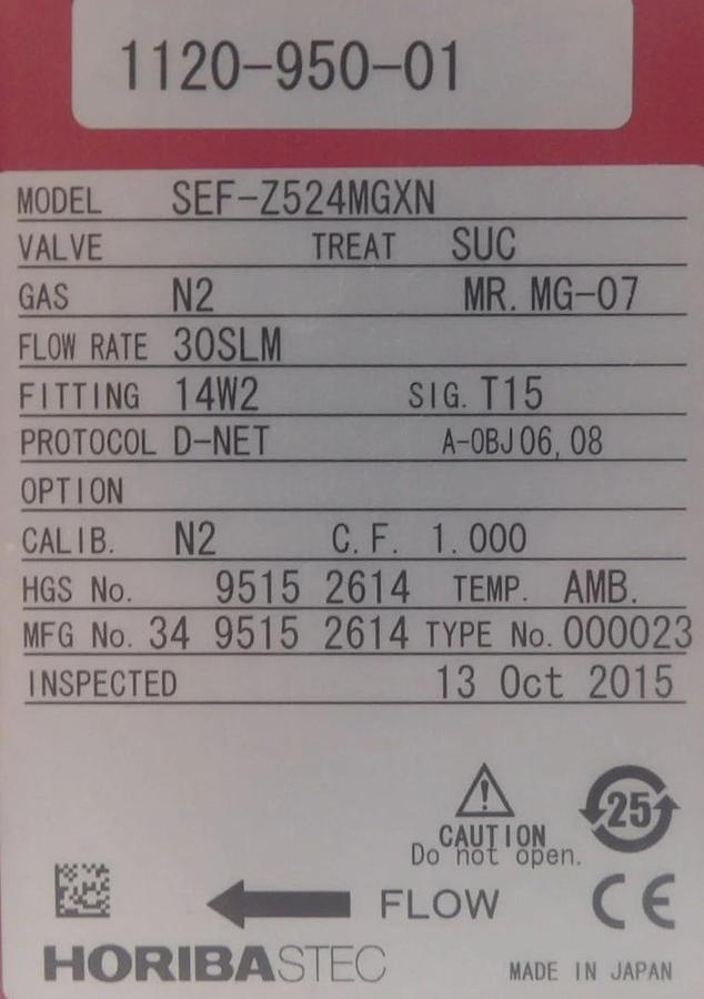 Horiba STEC SEF-Z524MGXN Mass Flow Controller MFC Z500 30 SLM H2 Lot of 2 New