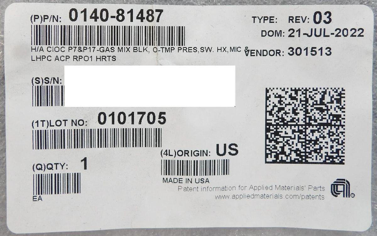 Used AMAT Applied Materials 0140-81487 H/A CIOC Harness Assembly New Surplus