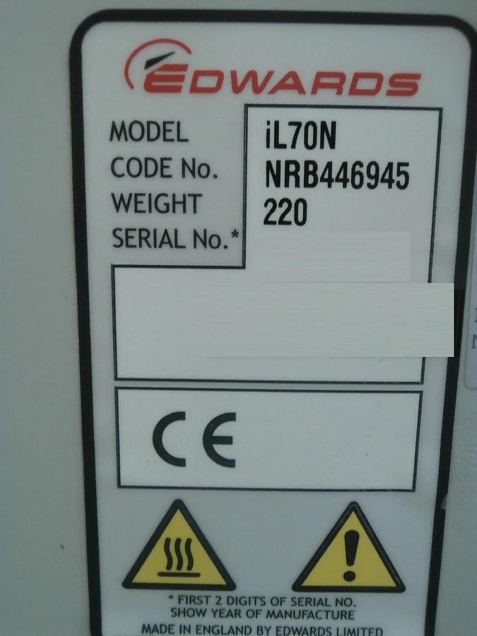 Used iL70N Edwards NRB446945 Dry Vacuum Pump 0 Hour Copper Cu Exposed Tested As-Is