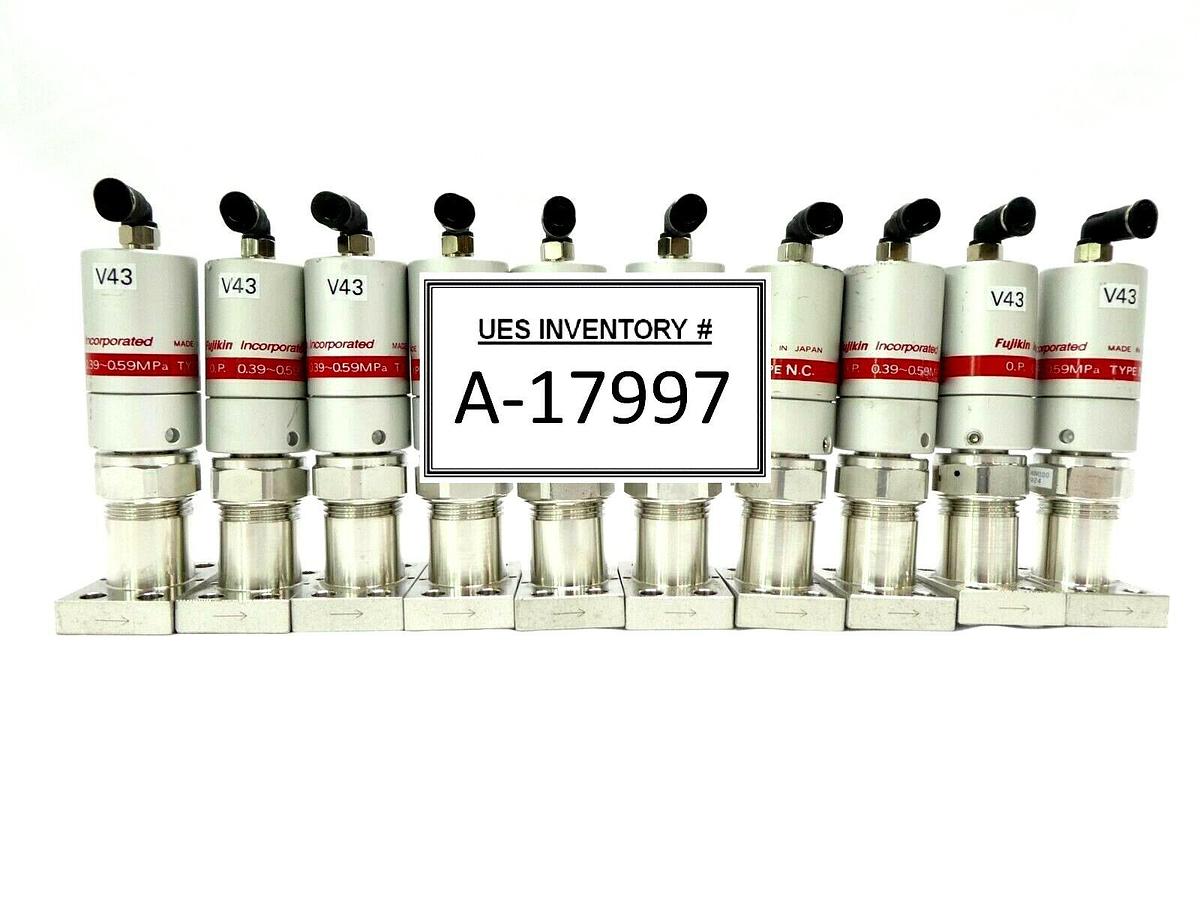 Used Fujikin 070924 Pneumatic Diaphragm Valve 0.39 ~ 0.59MPa N.C. Lot of 10 Working