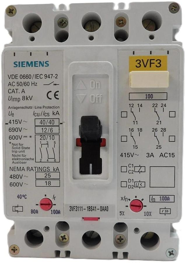 Used Siemens VDE 0660/IEC 947-2 3 Pole Circuit Breaker Working