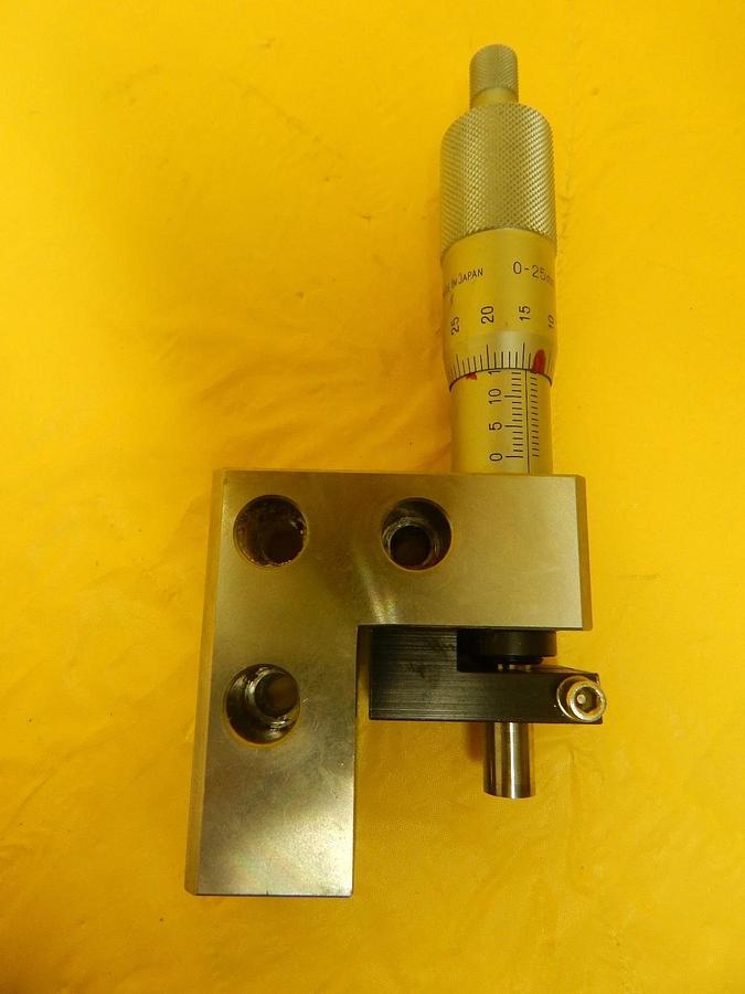Used Mitutoyo 0-25mm Micrometer Head 0.01mm Ratchet Stop KLA-Tencor 5107 Used Working