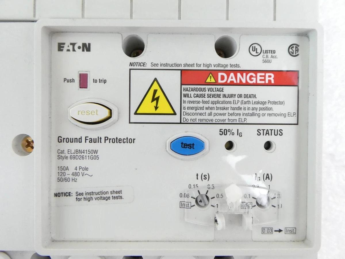 Used Eaton JGE410033G Circuit Breaker L250E Ground Fault ELJBN4150W AMAT Working