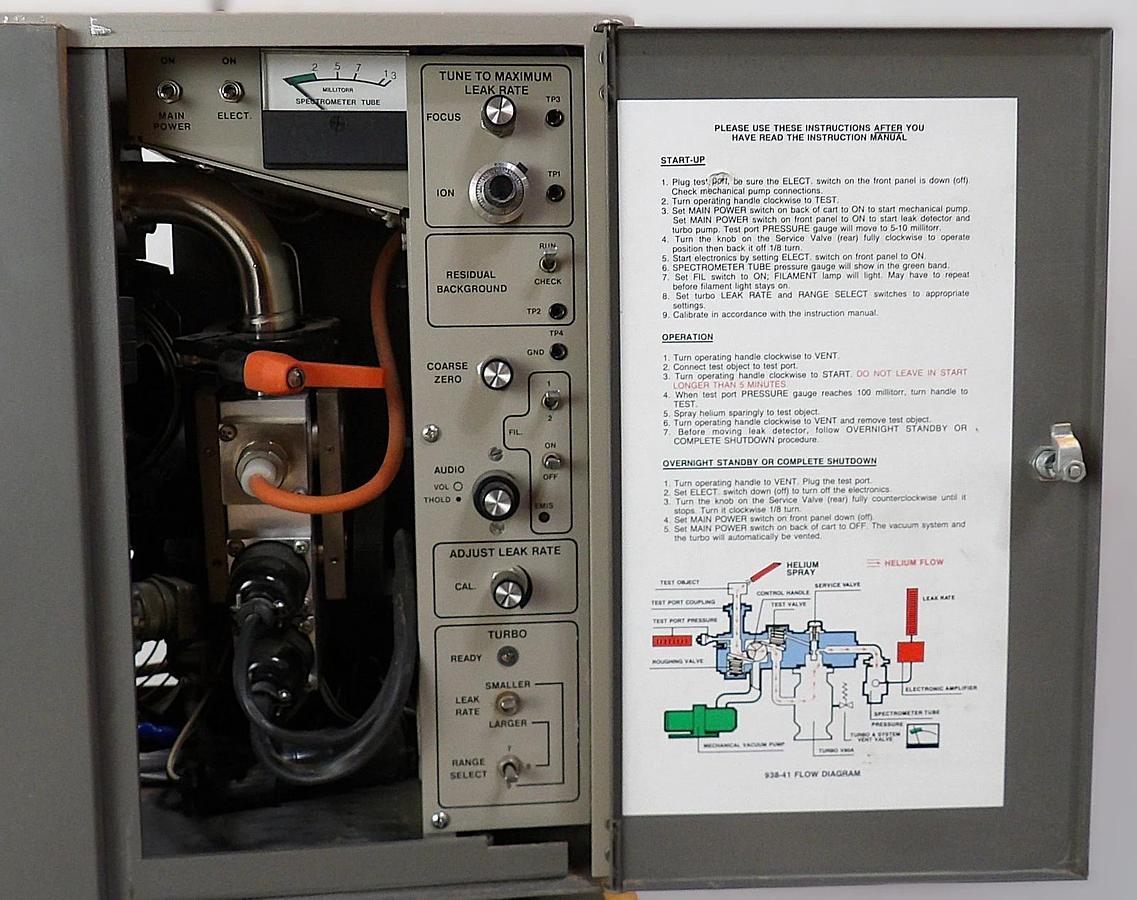 Used Varian 938-41 Helium Leak Detector PORTA-TEST Turbo Tested Parts or Repair As-Is