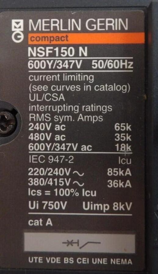 Merlin Gerin NFNF36090 3-Pole Circuit Breaker Compact NS NSF150 N Lot of 8 New