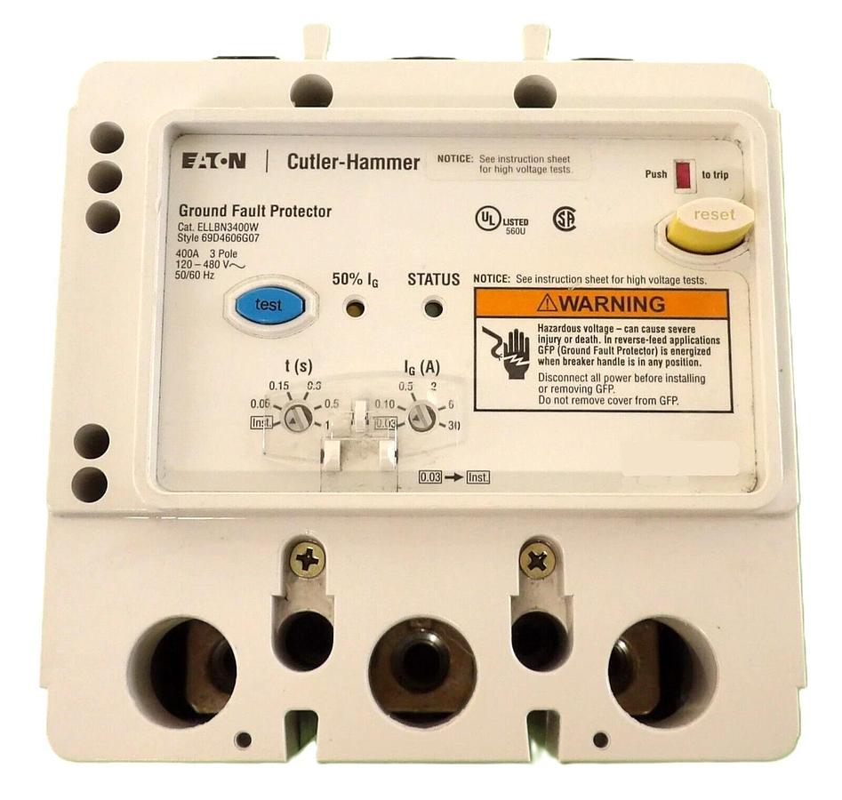 Used Cutler Hammer ELLBN3400W 3Pole Ground Fault Protector 400A 120-480V Working