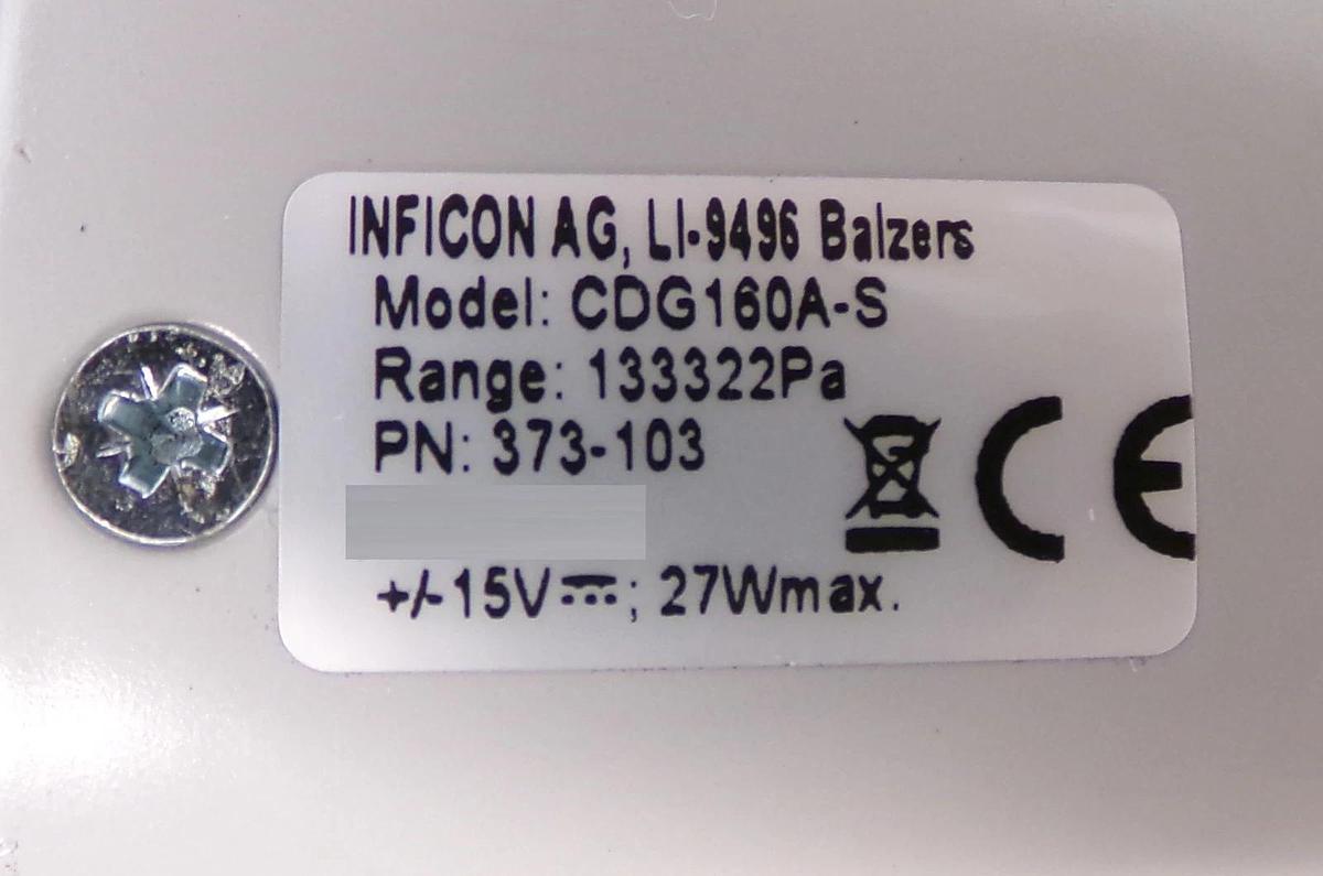 Used Inficon 373-103 Baratron Pressure Transducer CDG160A-S Working